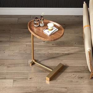 Table d'appoint en faux marbre, petite table basse, base en métal doré, style minimaliste, table d'appoint pour salon - Product Image 5