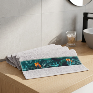 Serviette de bain et tapis de bain de luxe 100 % coton turc, motif bordure imprimé, blanc moelleux, confortable pour la douche - Product Image 3