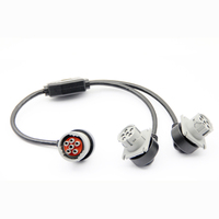 Linkyou kabel Harness otomotif, kabel Harness otomotif tipe 2 Y, hijau, sudut kanan, konduktor tembaga, insulasi PVC, Overmolded, pria/wanita, tipe 2 Y