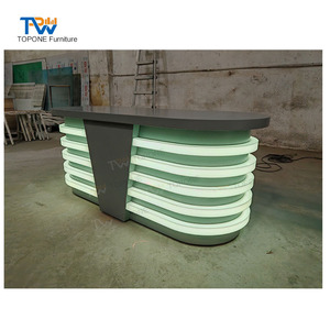 Table de Studio Mobile pour Podcast et JT, Design de Bureau de Présentation TV avec Lumière LED - Product Image 5