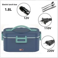 Tragbare Elektrische 1,8L Lunchbox 12V/24V/110V Elektrischer Multifunktions-Speisenwärmer aus Edelstahl für Zuhause, Büro und Auto