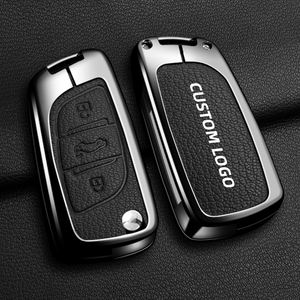 Housse de clé de voiture en alliage de zinc et cuir pour <span class=keywords><strong>Peugeot</strong></span> 408 4008 206 207 301 307 <span class=keywords><strong>308</strong></span> RCZ, luxe, anti-rayures, anti-chute, <span class=keywords><strong>protection</strong></span> complète - Product Image 2