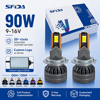 Phare LED Super Lumineux Flip 4575 80mil H3 90W 9000LM à Double Tubes en Cuivre IP67 – Vente en Gros Fabricant SFIDA V10