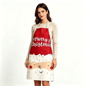 Tablier de cuisine en coton et lin, imprimé Noël, lavable, pour <span class=keywords><strong>chef</strong></span>, nettoyage, pâtisserie, cadeau de fêtes - Product Image 6