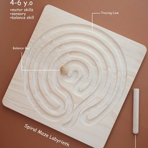 Labirinto <span class=keywords><strong>a</strong></span> spirale personalizzato | Giocattoli educativi in legno | Attività di scrittura di base | Apprendimento prescolare Montessori - Product Image 5