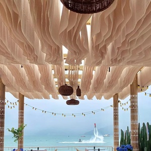 Chiffon <b>Ceiling</b> Gauze Curtains Wedding <b>Ceiling</b> Decorations S-shaped Wave Design Genting Yarn Mantle Hanging Ornament - Product Image 1