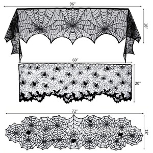 Halloween Spider Web Party Decoration Bat Lampshade <b>Round</b> Tablecloth Five Pointed Star <b>Table</b> <b>Runner</b> Fireplace Towel - Product Image 2