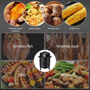 Baril à fumer de grande capacité <span class=keywords><strong>pour</strong></span> fumer griller cuisson <span class=keywords><strong>Barbecue</strong></span> fumeur avec thermomètre 3 en 1 BBQ sans fumée gril à charbon de bois - Product Image 5
