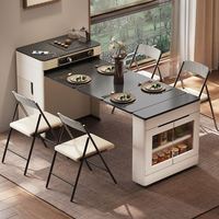 Meuble de salle à manger, table îlot intégrée, table à manger pour usage domestique, extensible et pliable, pour petit appartement, comptoir de bar multifonctionnel