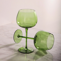 Groothandel Aanpasbare Handgeblazen Kristal Rode Wijn Glazen Groene Vintage Beker Voor Restaurant Hotel Feest