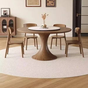 <span class=keywords><strong>Tavolo</strong></span> <span class=keywords><strong>da</strong></span> <span class=keywords><strong>Pranzo</strong></span> <span class=keywords><strong>Rotondo</strong></span> in Legno Massello di Lusso Moderno Nordico <span class=keywords><strong>con</strong></span> Piano Girevole in Pietra Sinterizzata, Arredamento Durevole ed Ecologico - Product Image 2