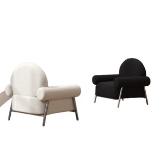 Sillón de Madera Estilo Nórdico Color Crema, Sillón Curvo para Sala de Estar, Uso Adulto - Product Image 5