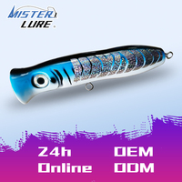 MISTER LURE 90g 18.5cm Grandes leurres en bois pour pêche en eau salée, surface et traîne, leurres popper artificiels, appâts durs pour la pêche