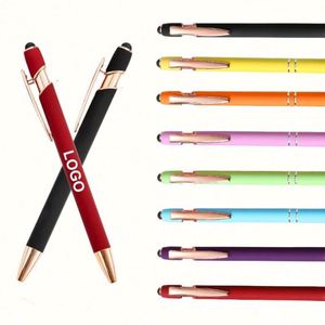 Stylo publicitaire personnalisé de haute qualité avec gravure laser, logo, métal noir, stylet tactile, stylo à bille personnalisé pour entreprise - Product Image 1