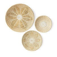 Décorations bohèmes décoration murale bambou jonc de mer suspendus paniers muraux décor de chambre jaune décoration nordique maison panier de saule