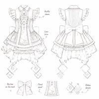Robe Lolita BJD personnalisée, tenue Lolita BJD florale, vêtements de poupée vintage, jupe de poupée à ourlet irrégulier, costume de poupée à volants en dentelle