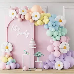 雏菊气球花环拱门马卡龙糖果色气球女孩公主生日派对婚礼装饰婴儿淋浴用品
