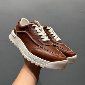 Top layer cowhide board shoes American retro casual shoes genuine <b>leather</b> thick soled sports shoes <b>work</b> <b>boots</b> men's shoes - Product Image 3