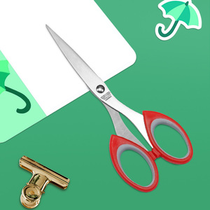 Stainless Steel Office Scissors Reddish Gray Straight Head Home Use Paper Cutting DIY Unpacking Tools - Product Image 4