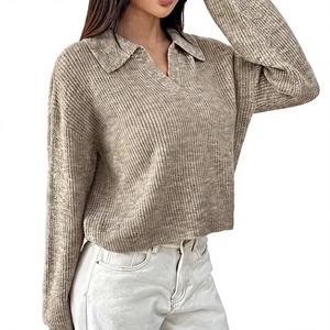Pull sans manches col roulé vintage de haute qualité, couleur unie, en tricot, avec logo frontal, pour printemps-automne, Bangladesh - Product Image 2