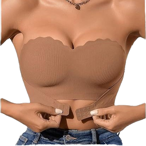 Plus Size Nylon Wavy Edge Boob Tube Top Bras Comfortable Backless Front Closure Design Strapless Push Up Bra For Women Ladies