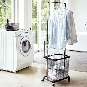 Mobile Adjustable Iron Clothes Storage Racks for Balcony Drying Clean/Dirty Clothes <b>Baskets</b> Modern Design - Product Image 5