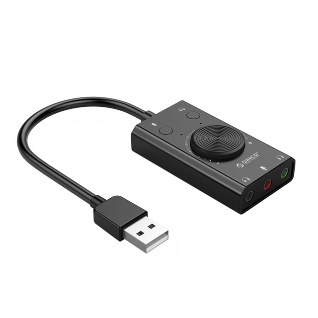 USB Sound Card Plug and Play External Stereo Sound Adapter Headphone Microphone Splitter Converter with Volume Control Supports