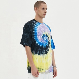 Cao Cấp Người Đàn Ông Của Quá Khổ Tie Dye Cầu Vồng T-Shirt 100% Cotton 230 GSM Với Đặc Tính Silicone Cao Su In Logo Cho Đô Thị Thời Trang - Product Image 4