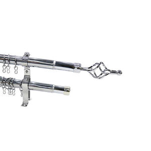 Double poteau à rideau ancien rouge avec support 6 <span class=keywords><strong>anneaux</strong></span> en métal pour chambre à coucher ou cuisine - Product Image 1