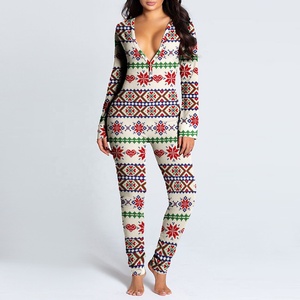Venda quente Natal Onesie com botão no Butt Sleepwear térmica Set para as Mulheres - Product Image 3