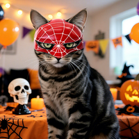 Masque de chat d'Halloween à motifs variés, jouet, maquillage, fête dansante, 25-28 cm de circonférence de tête, masque demi-visage en plastique, fournitures pour animaux de compagnie