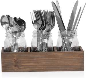 Ahşap mutfak eşyası tutucu dekoratif rustik <span class=keywords><strong>Mason</strong></span> kavanoz masa düzenlemeleri - Product Image 2