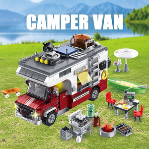 Blocs de construction de camping-car de la série City 2108 pour les enfants de 5 à 7 ans avec plastique ABS et ustensiles de cuisine d'extérieur, jouet d'assemblage - Product Image 4