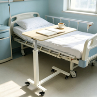 Table de lit mobile de luxe réglable avec plateau en bois et roulettes pour ordinateur portable, idéale pour la maison et l'hôpital
