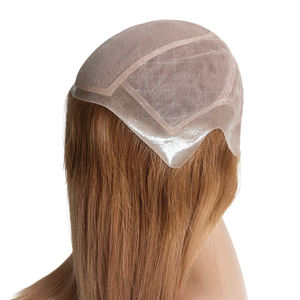 Base anteriore in pizzo di seta traducono rivestimento in pelle di colore biondo <span class=keywords><strong>veri</strong></span> <span class=keywords><strong>capelli</strong></span> umani vergini <span class=keywords><strong>parrucche</strong></span> da donna - Product Image 2