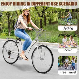 Vélo <span class=keywords><strong>de</strong></span> plage <span class=keywords><strong>pour</strong></span> <span class=keywords><strong>femme</strong></span> à 7 vitesses avec design <span class=keywords><strong>ergonomique</strong></span>, <span class=keywords><strong>selle</strong></span> réglable, double garde-boue et frein V, blanc - Product Image 5
