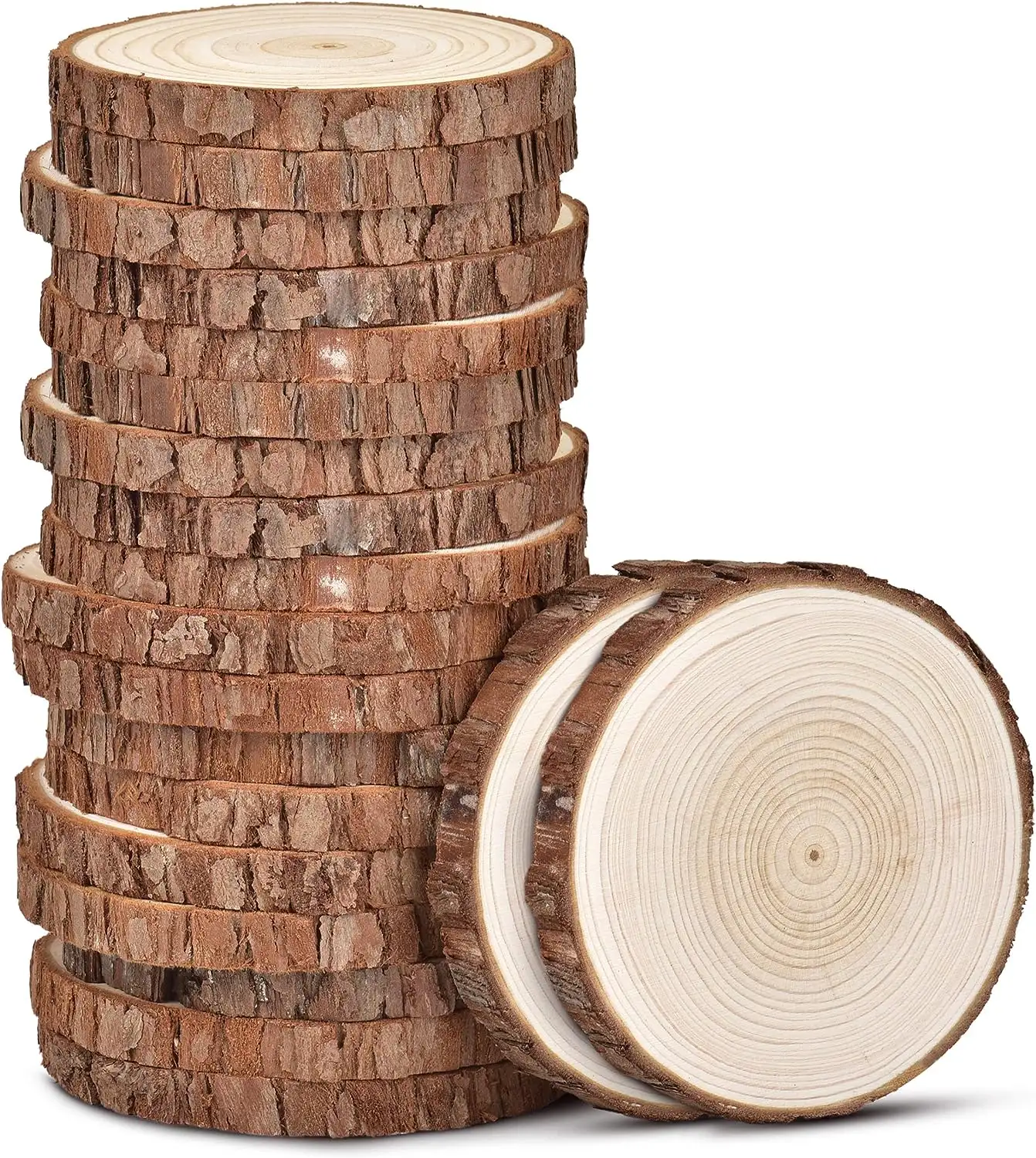 天然木のスライス未完成の木製クラフトキット木の円芸術絵画のための樹皮と木のスライス