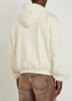 Sweat à capuche blanc surdimensionné personnalisé avec fermeture éclair, style urbain, décontracté, en coton, pour l'hiver
