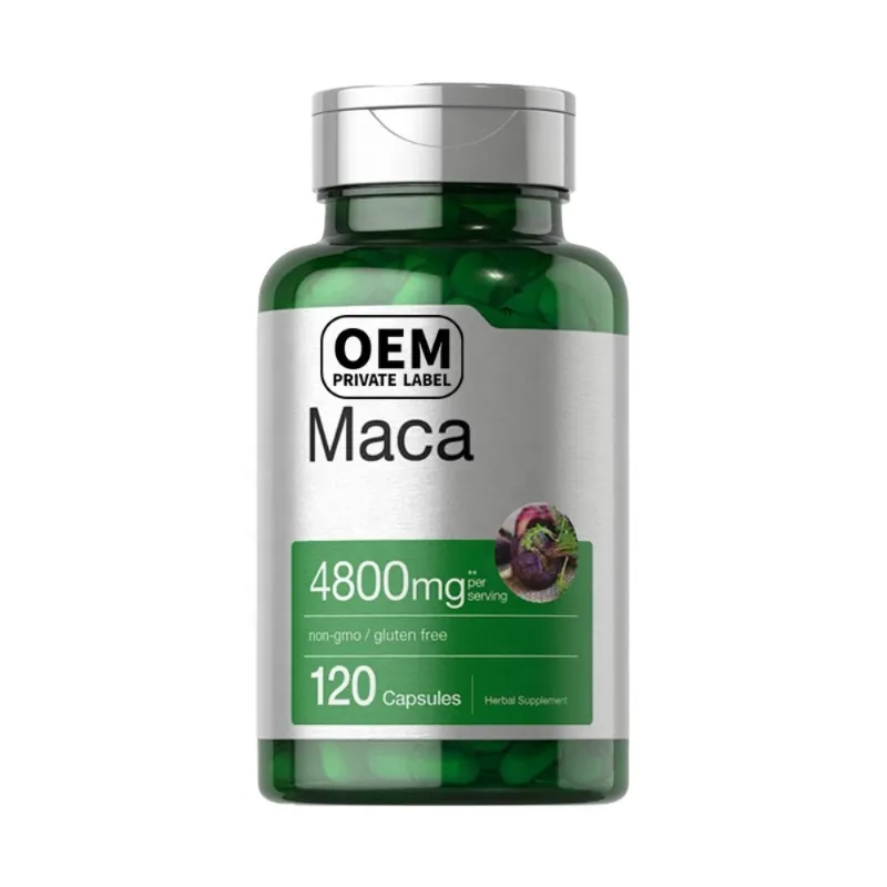 Nhãn hiệu riêng Maca viên nang Maca gốc BỘT THUỐC nhân sâm bổ sung chế độ ăn uống năng lượng mạnh mẽ đen OEM thảo dược bổ sung 001