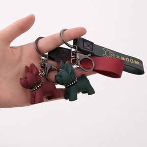 Cute French Bulldog Keychains PU Leather Rope <b>Key</b> Rings Punk Style Pendant Dog Keychains for Women Child Men's Car <b>Key</b> <b>Chain</b> - Product Image 4