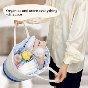 Portable Diaper Caddy Organisateur De Stockage Grand Bébé Coton Corde Pépinière Panier <span class=keywords><strong>Table</strong></span> À <span class=keywords><strong>Langer</strong></span> avec Diviseur <span class=keywords><strong>Amovible</strong></span> - Product Image 5