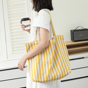 Sac fourre-tout décontracté à grandes rayures artistiques, style forêt, en toile contrastante, sac à main pour femme - Product Image 1