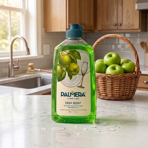 Green Apple Grease-Cutting Dishwashing Liquid with Hand-Care Formula for Plates Pots and Kitchenware 1 L Palmera Home Care - Product Image 1