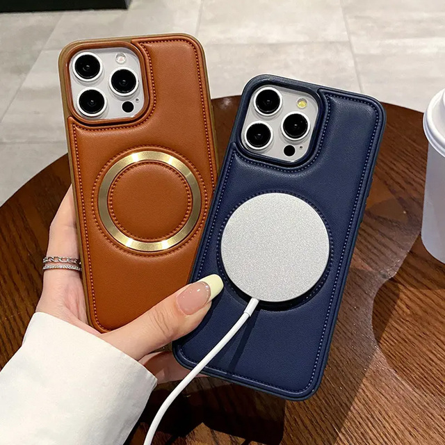 Retro Luxury PU Leather Case Magnetic Wireless Charging Mobile Phone Cases for iPhone X XR XS MAX 7G 8G PLUS  Cover Slim