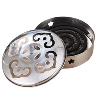 Plateau rond en acier inoxydable pour spirale anti-moustiques, porte-encens, couvercle de sécurité, plaque anti-moustiques, encens répulsif, intérieur et extérieur