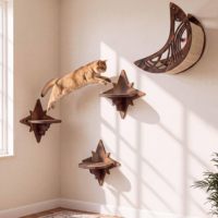 Lit hamac de luxe pour chat avec marches, meuble mural pour chats d'intérieur et chatons, ensemble lune et étoile, étagères murales pour chat