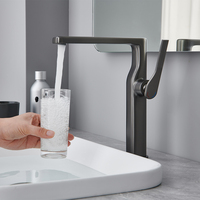 Robinet de lavabo en métal pour salle de bain, mitigeur monté sur le pont, en laiton, vanne en céramique, mitigeur de bassin haut dosé