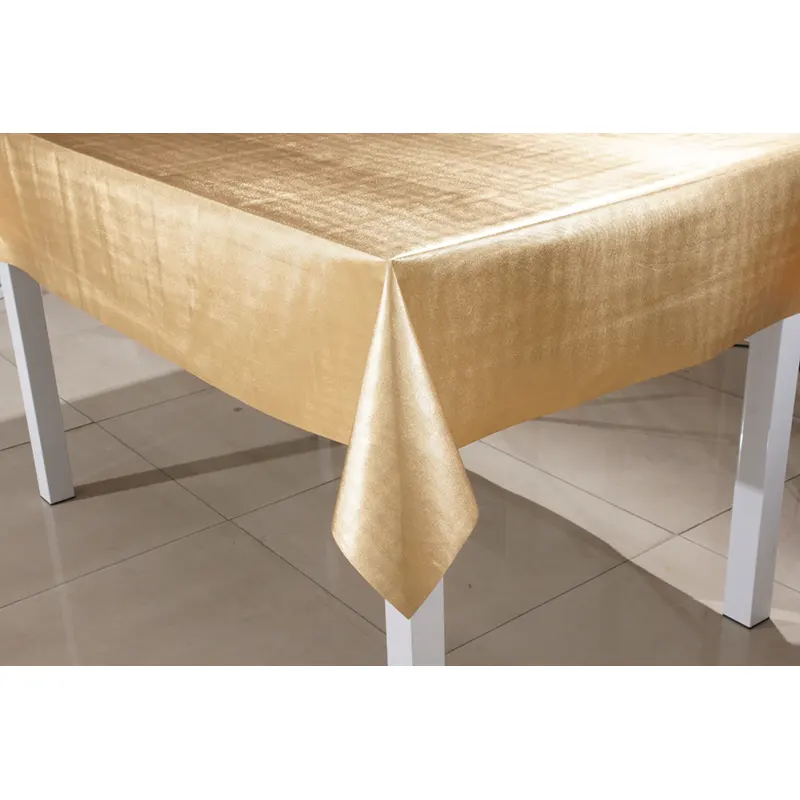 High quality Customized Dining Fashion Outdoor indoor Table Cover Gold Silver Pvc Metallic Embossed Tablecloth
