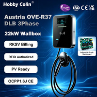 Stasiun Pengisian Daya Kendaraan Listrik Austria OVE-R37 EV Wallbox 22kW 3 Fasa DLB OCPP 1.6J Cangkang Besi