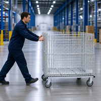 Conteneur de palettes pliable OEM à capacité de 1000-1500 kg, en paniers métalliques, pour la logistique, la distribution et l'entreposage – Vente directe usine